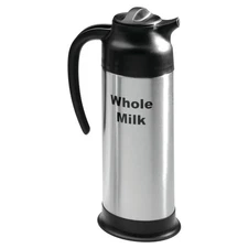 Service Ideas SSN100WHOLEET Steelvac Carafe, "Whole Milk" Etched, 1 L, Black