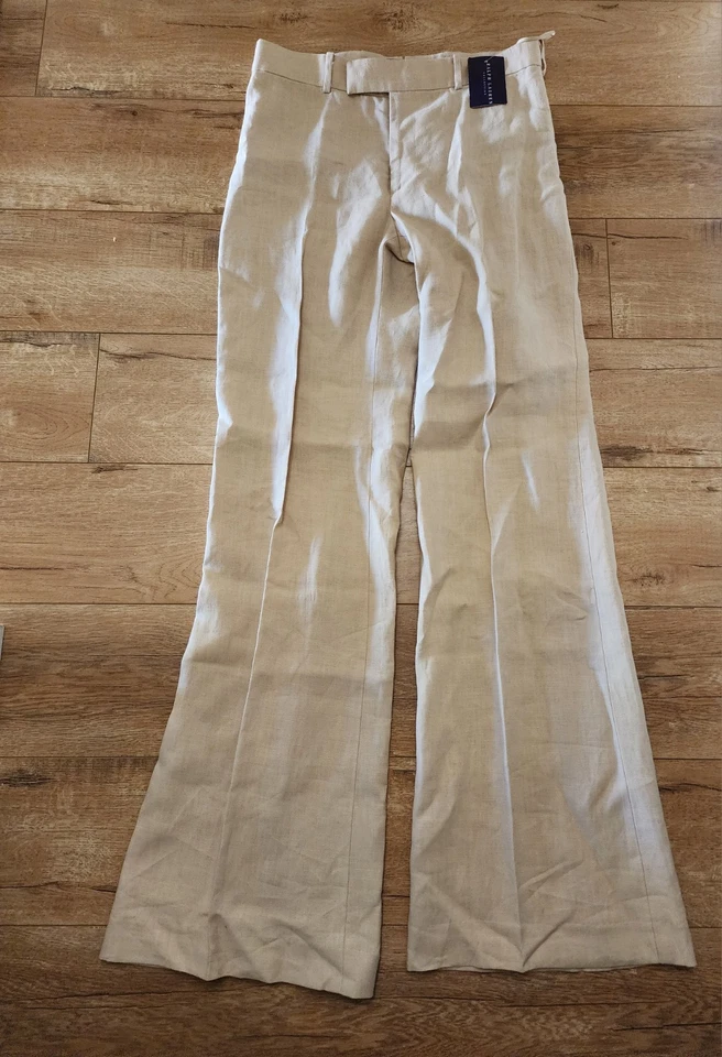 Pantalones Ralph Lauren Etiqueta Púrpura Mujer 6 HECHOS EN EE. UU. 100% Lino RARO STOCK ANTIGUO NUEVO CON ETIQUETAS Foto 3 de 4