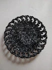 Vtg. L.E. Smith Black Milk Glass Plate, Lattice. Confetti Splash Pattern