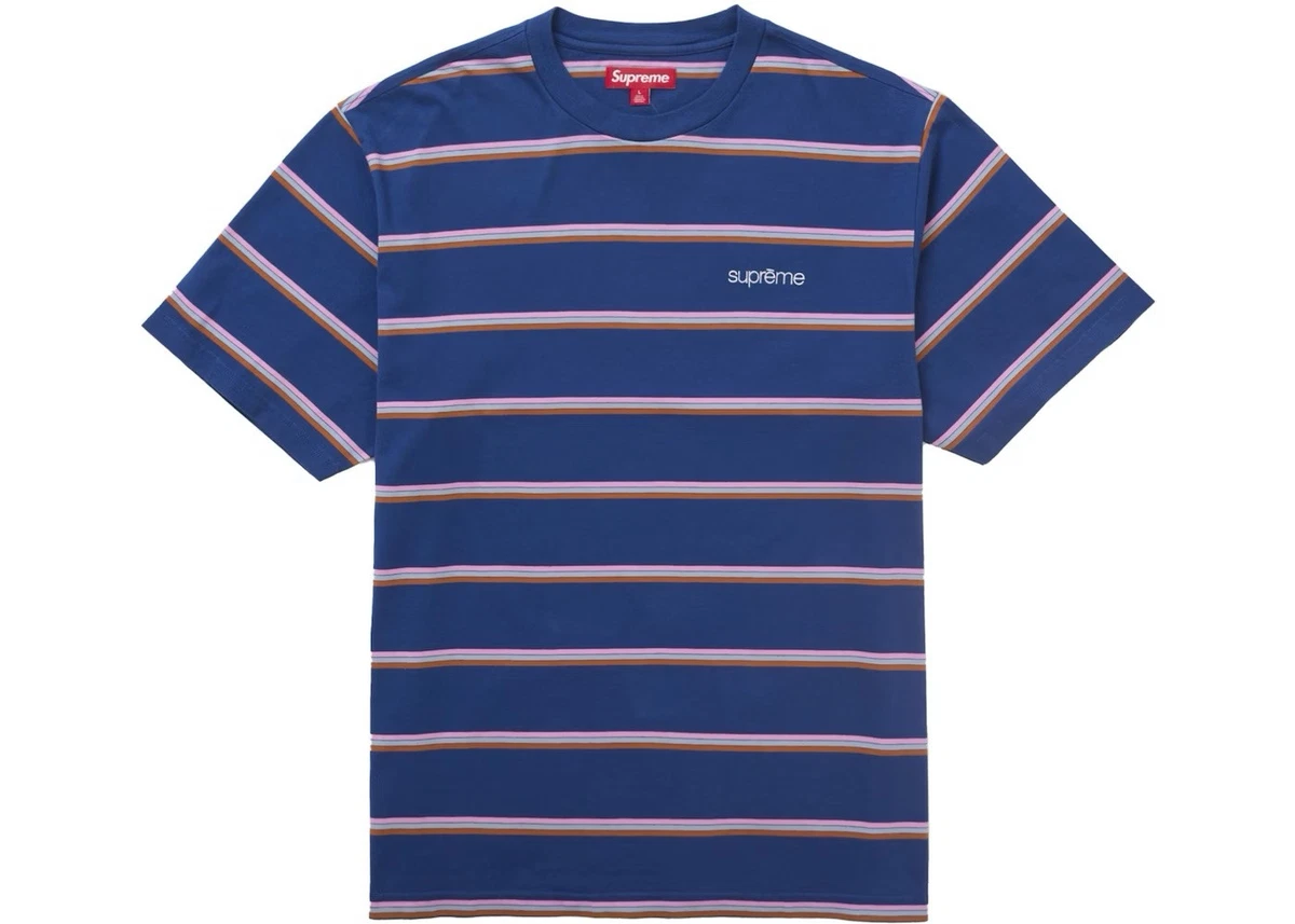 SUPREME ストライプ Vネック Tシャツ M SUPREME ストライプ Vネック T