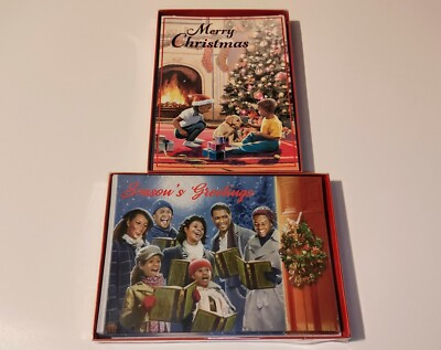 Season's Greetings + Merry Christmas Cards & Envelopes 2pk 24ct African American