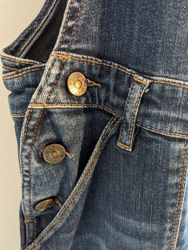 Fat Face stonewashed indigo blue soft stretch denim overalls dungarees, size 14 - Picture 5 of 6