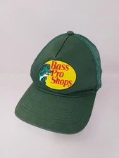 Bass Pro Shops Gone Fishing Snapback Trucker Hat Adjustable Mesh Back Green Cap