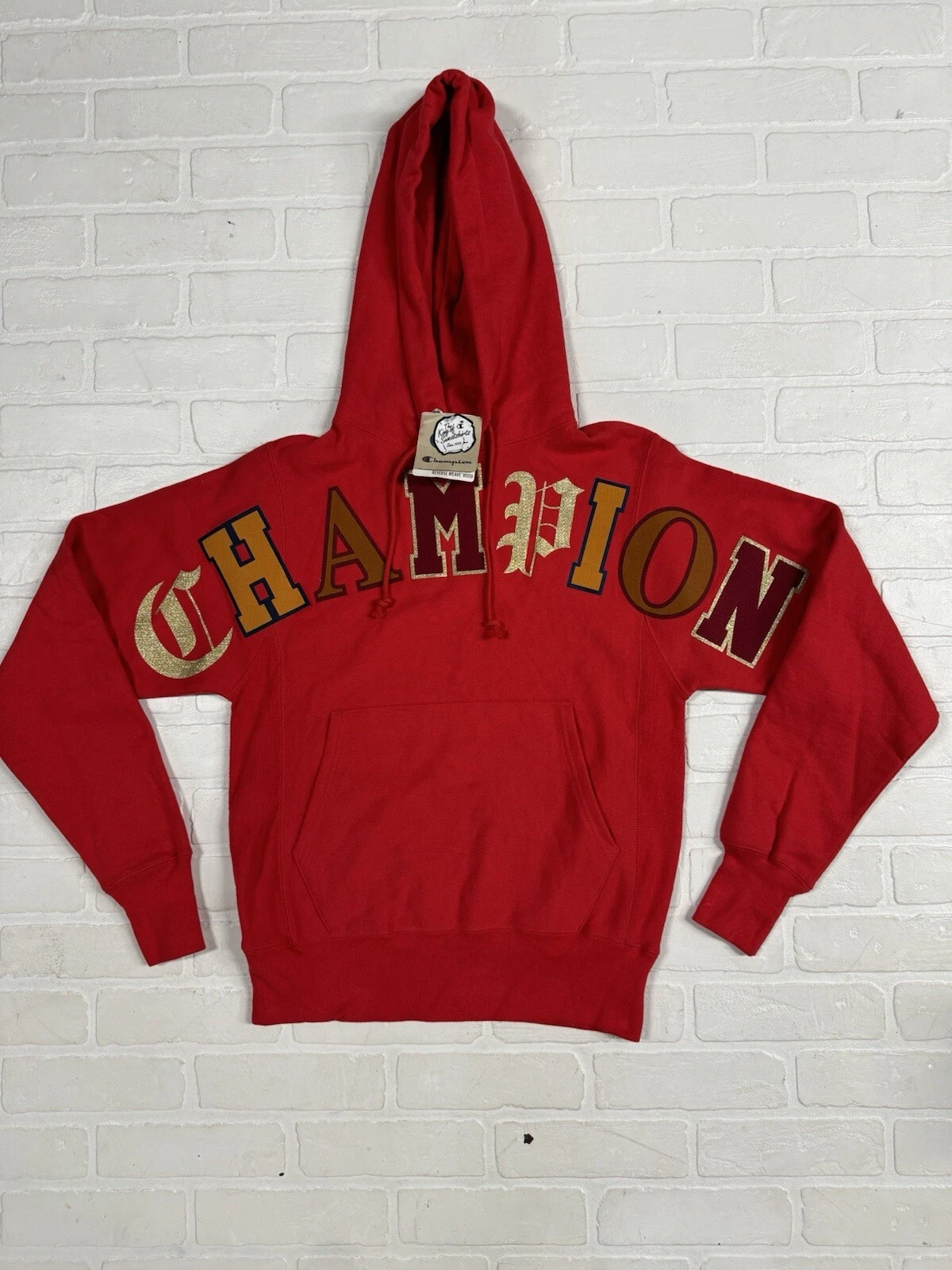 Champion Hoodie Women’s XS Red Reverse Weave Big Logo Chanille NWT