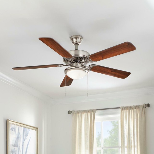 Hampton Bay Trice 52 In Led Brushed Nickel Ceiling Fan With Light