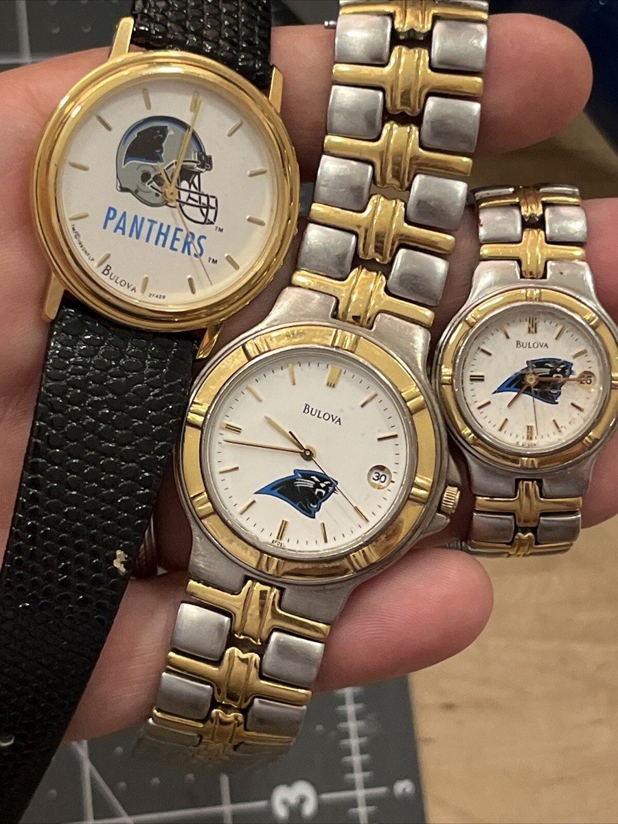 Trio Of Bulova Carolina Panthers NFL Football Watches Men's Ladies