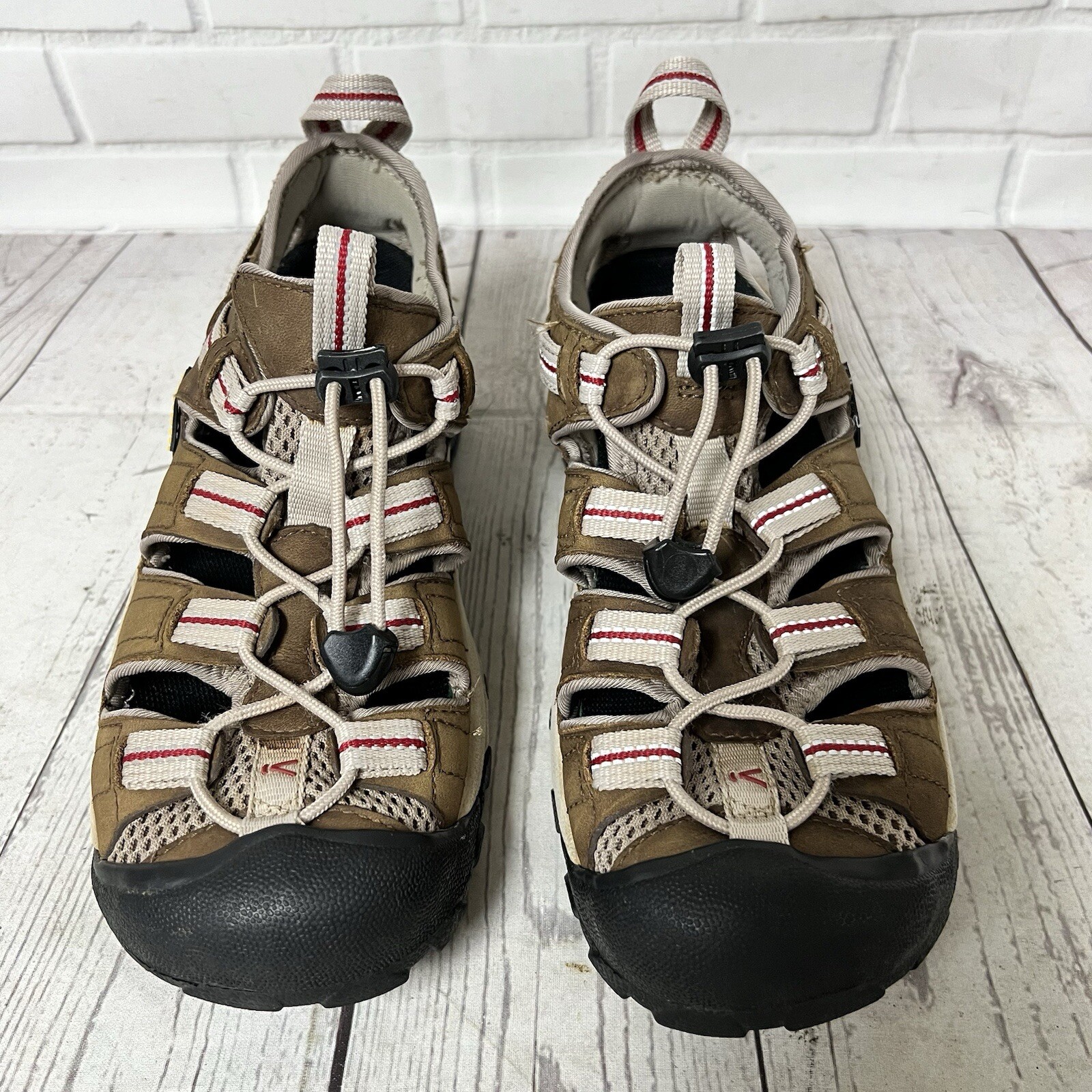 Scarpe sandali Keen donna marroni con coulisse sussurro escursionismo comodi taglia 6