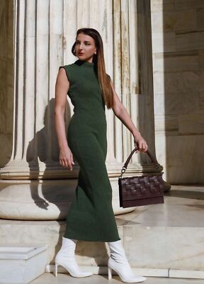 ZARA NEW FW23 WOMAN MIDI METALLIC THREAD KNIT DRESS GREEN S-XL 3471/105 |  eBay