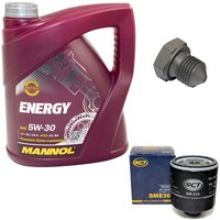 MotoröL ÖLfilter SM836 5W30 4 Liter + ÖLablassschraube FüR Seat Audi Skoda VW