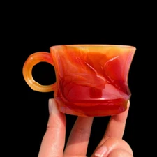 Natural Healing Red Agate Cup Carving Carnelian Cup Reiki Crystal Collection
