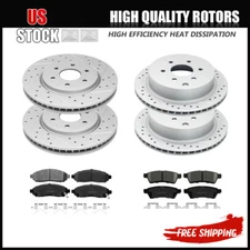 Front Rear Drilled Rotors & Brake Pads for Nissan Frontier Xterra Suzuki Equator