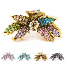 Metal Hair Claw Rhinestones Crystal Hairpin Maple Leaf hair claw clamp clip 