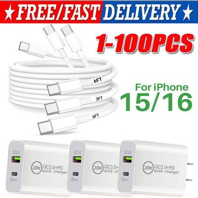 IPhone 15 16 Pro Max Plus USB-C to USB-C Cable Fast Charging PD Type C Cord lot