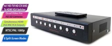 4 In 4 Out HD Camera AHD CVI TVI RCA BNC Video to HD VGA MultiViewer IR Remote
