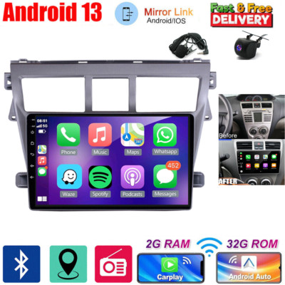 Android 13 Car GPS Navi Stereo Radio CarPlay For Toyota Vios Yaris 2007-2012