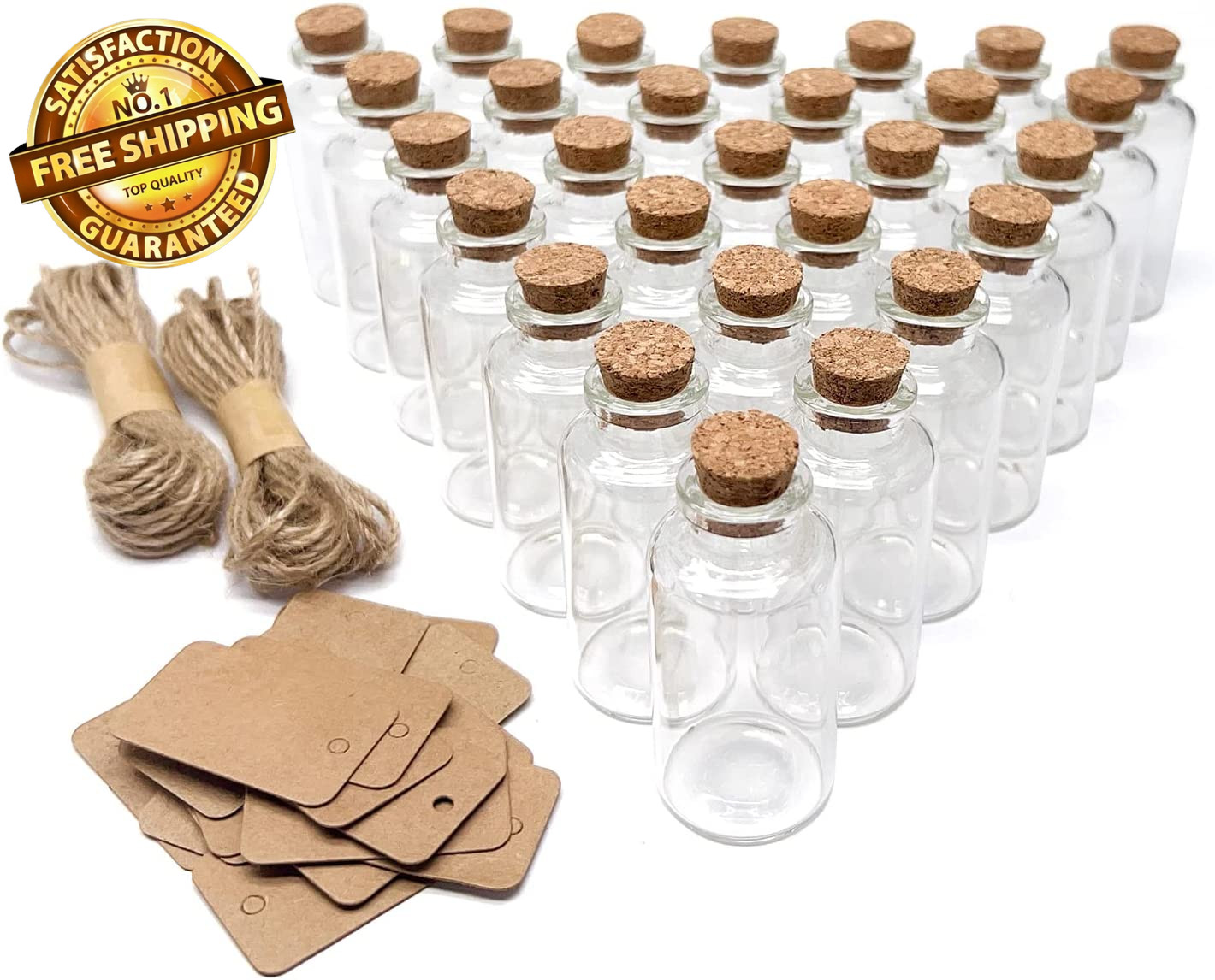 80 Pieces 20 ML Glass Bottles with Cork Stoppers Mini Small Glass Bottles, for W