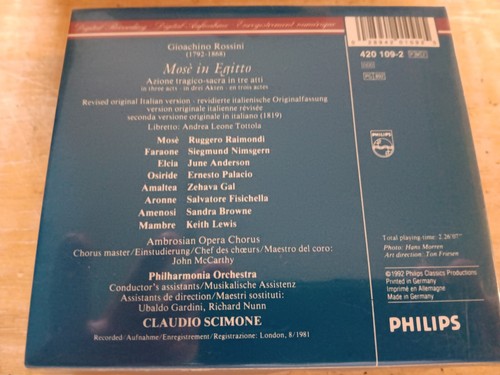 PHILIPS 2CD BOX ROSSINI MOSES IN EGYPT RAIMONDI NIMSGERN ANDERSO NEAR MINT LQQK! - Picture 2 of 2