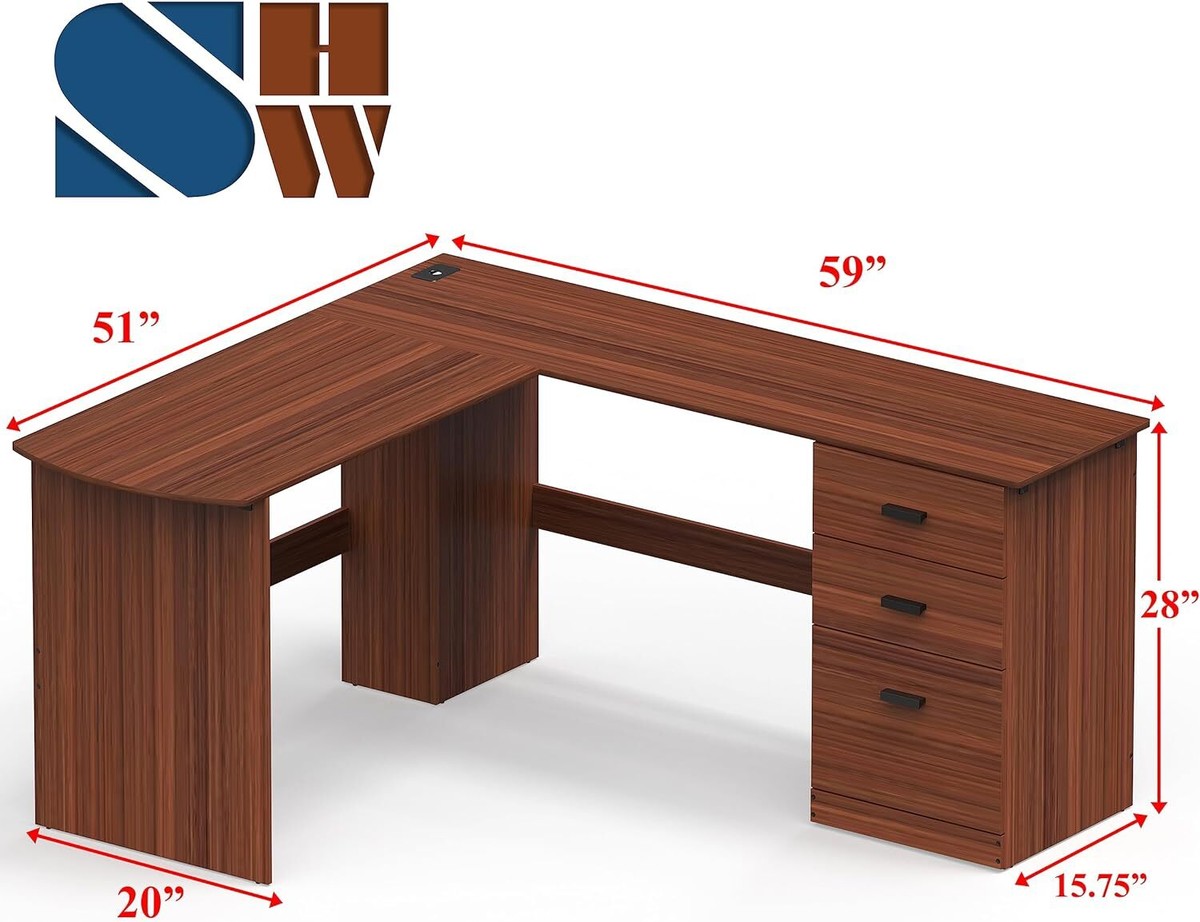 Shw L Shaped Home Office Wood Corner Desk