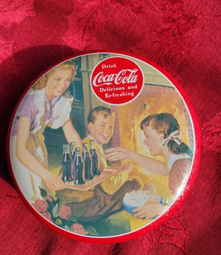 Coca Cola Round Tin Gift Keepsake Collectible Storage Trinket Stash 1992 Vtg