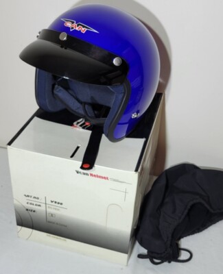 New in Box VCAN V500 BLUE Motorcycle ATV Retro Helmet XL