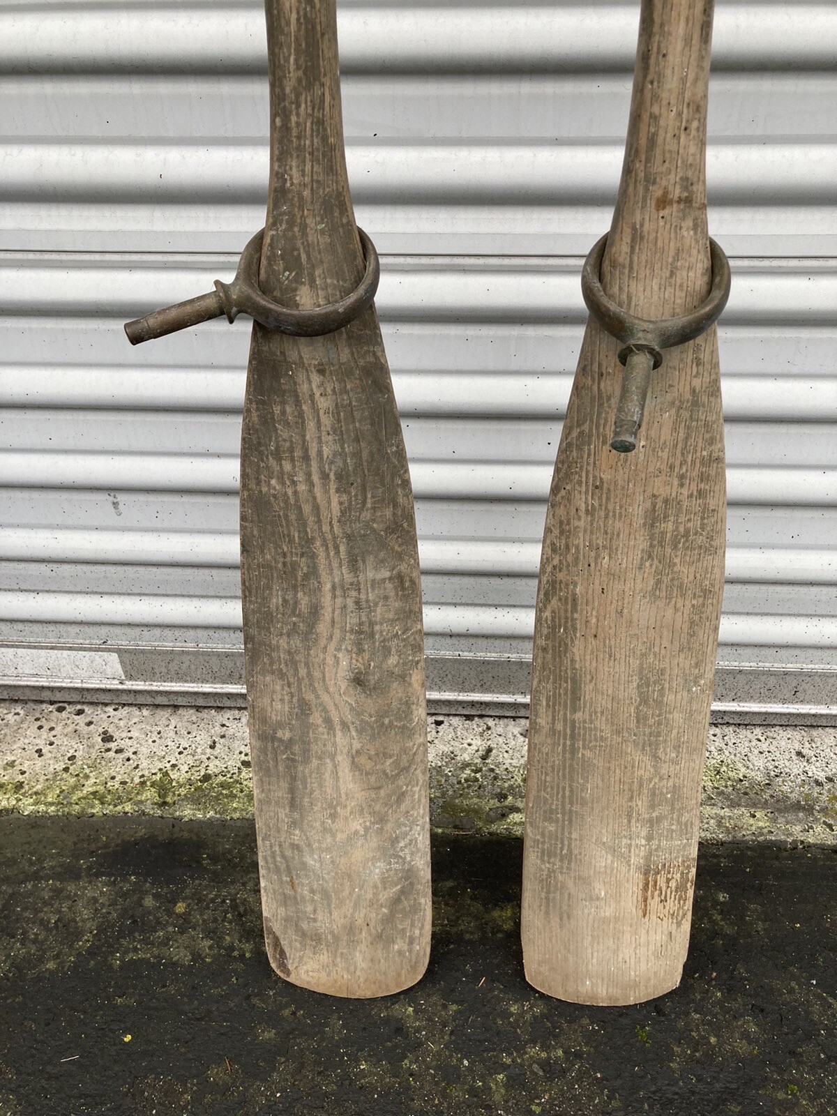 Vintage Wood Boat Oars Brass Oar Locks Leather Bands eBay