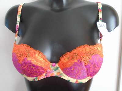 Aubade Bra 34A Essence De Parfum Pink Orange Lace Garden FR 90A EU 75A BNWT