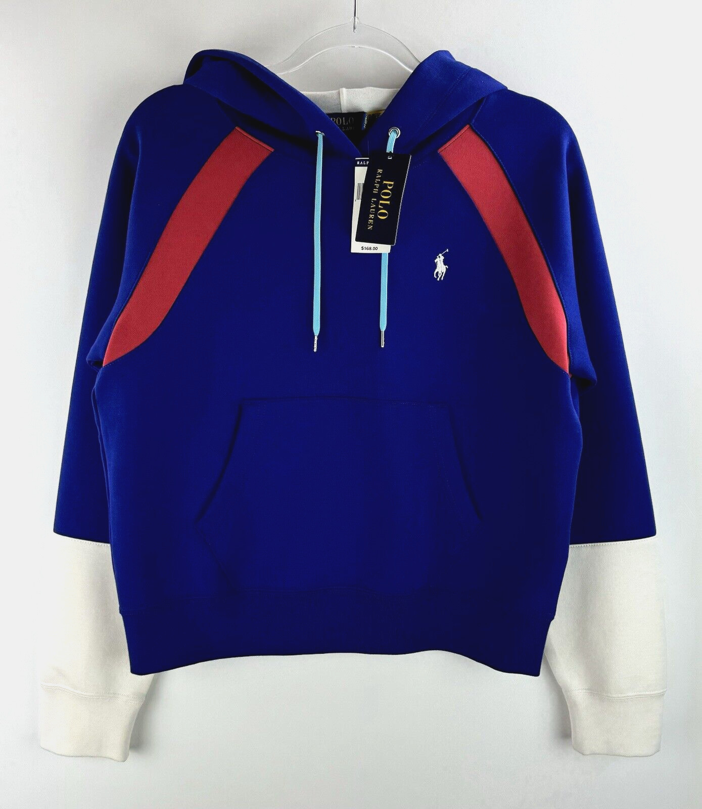 NWT Polo Ralph Lauren Hoodie Colorblock Blue Red White Sweatshirt