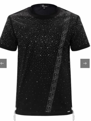 Barocco Men's Rhinestone T Shirt Size XL | eBay