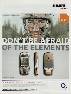 2004 Siemens Mobile M65 Phone Don't Be Afraid Outdoors Mud Bike Vintage Print Ad