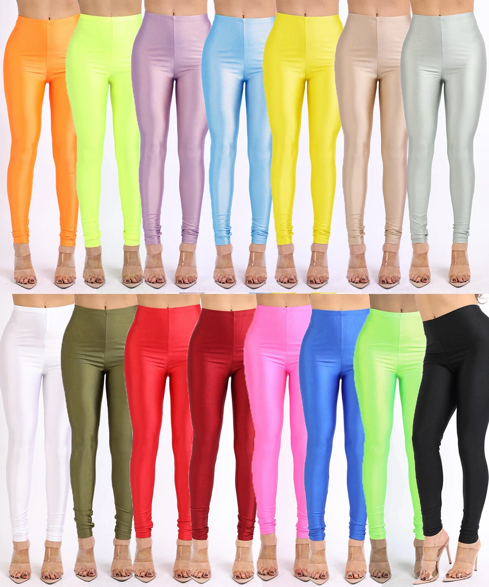 Women's Sexy Shiny Leggings High Waist Stretch Dance Yoga Party Neon pants