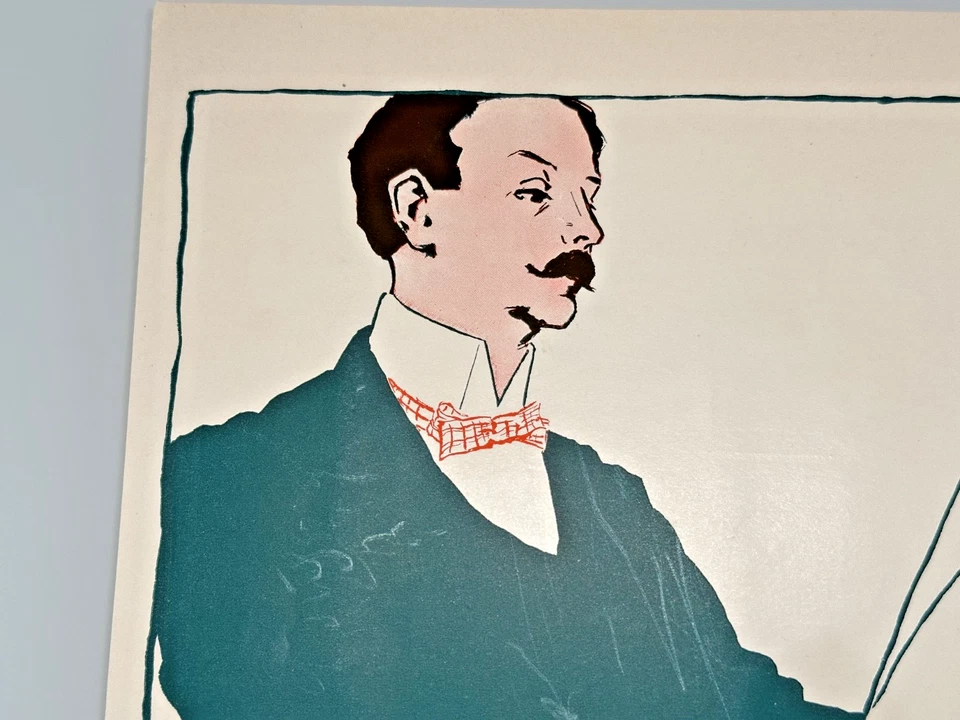 TINTAS DE IMPRESIÓN VINTAGE DE AULT & WIBORG ANUNCIO - HOMBRE EN TRAJE VERDE, CORBATA ROJA FP78 Foto 3 de 4