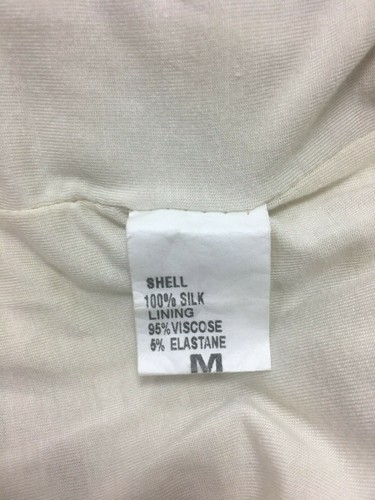 Giusy Ivory Silk Floral Blouse Elastic Bottom Off Shoulder long Sleeve Sz M/L - Picture 9 of 9