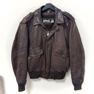Schott Vintage Lederjacke mit Fellfutter Herren Gr. 44 USA