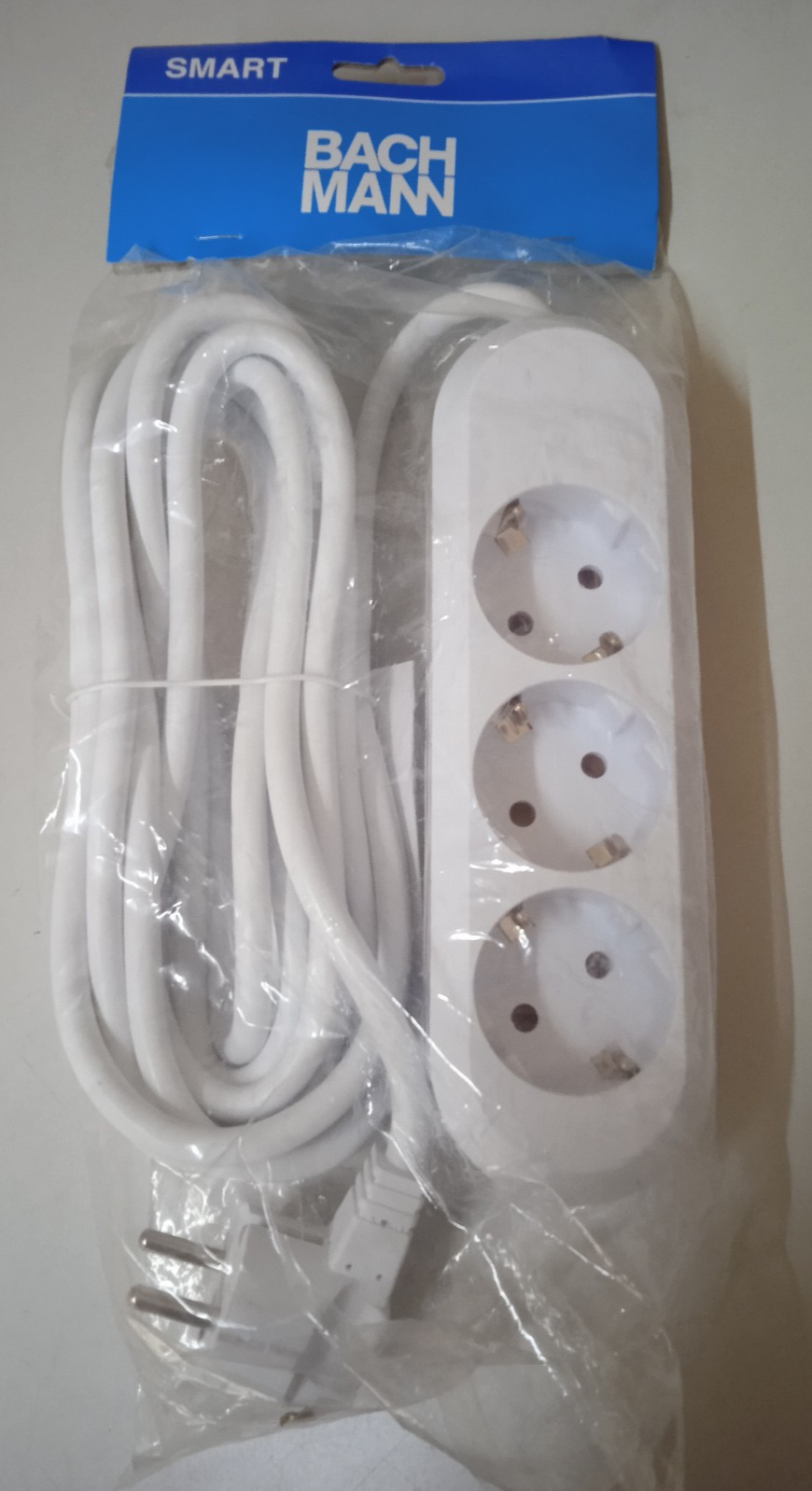 Bachmann SMART Steckdosenleiste 3x Schutzkontakt, genietet, weiss, 5,0 m, 387272