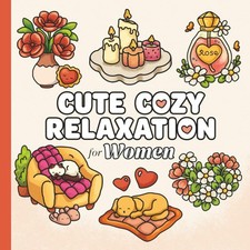 Cute Cozy Relaxation for Women: Adult Coloring Book with Bold Easy Designs Featu