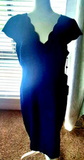 Adrianna Papell Scalloped Sheath Dress Deep Lapis Blue Size 12 New With Tags
