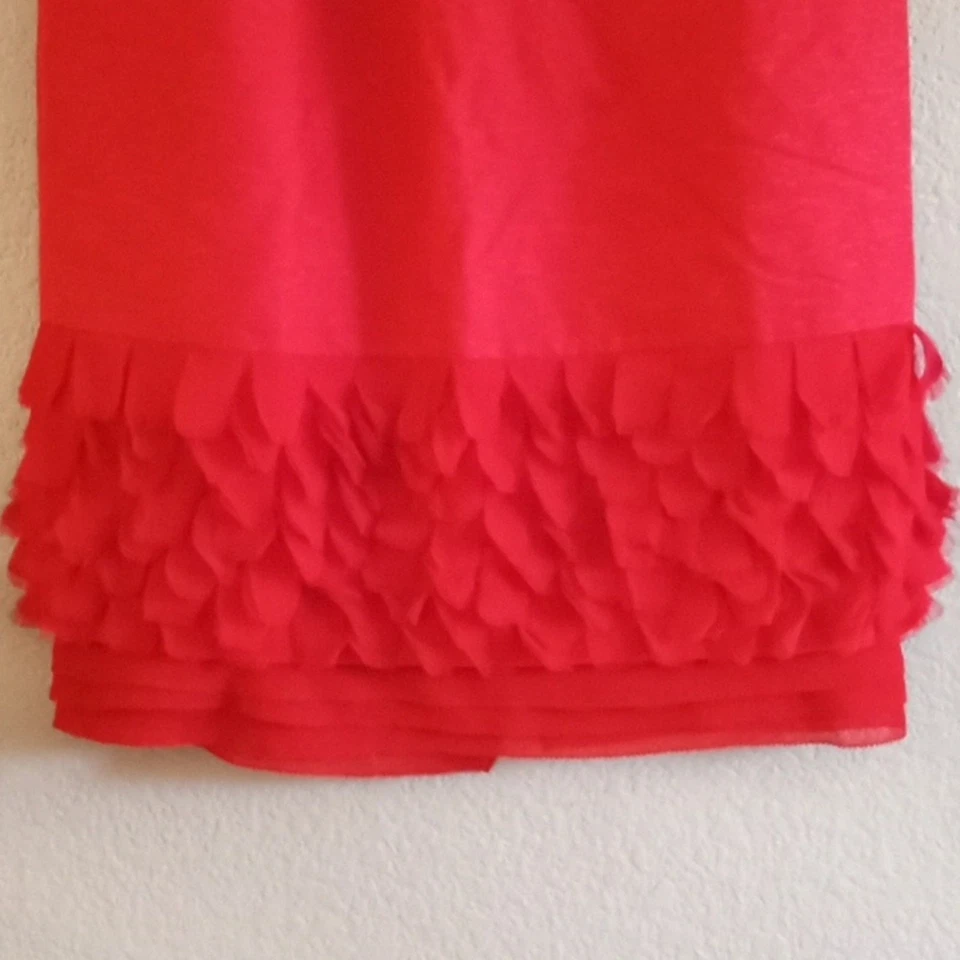 Peter Som Classic Cherry Red Skirt with Sheer Feminine Coquette Girl Flutter Hem - Image 2 of 4