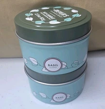 Mrs. Meyer's Clean Day 2.9 oz Small Tin Soy Candle Basil Scent Set of 2