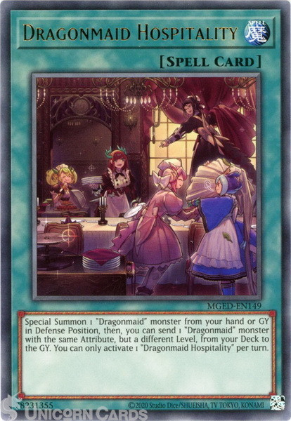 MGED-EN149 Dragonmaid Hospitality Rare UNL Edition Mint YuGiOh Card