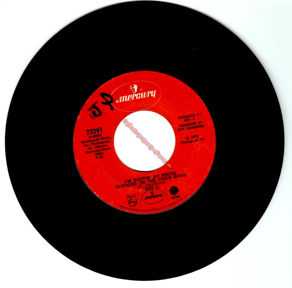 Roy C. - Don't Blame The Man / I'm Bustin' My Rocks (1973 7" 45RPM) Good + Cond - Image 2 of 2