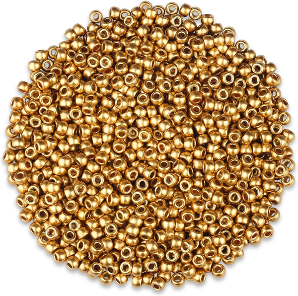 1000 StüCk Goldene Pony Perlen Mit Zum AuffäDeln GroßE Loch 6X9Mm Kandi Beads Ba-image