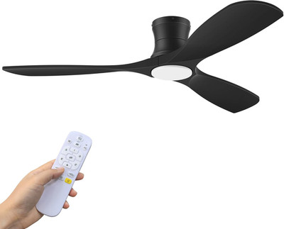 52'' Modern Black Ceiling Fan with Lights & Remote, Dimmable LED, Indoor/Outdoor