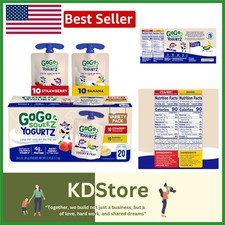 Kids Yogurt Snack Pack 20 Pouches 3oz Strawberry Banana Non-GMO GlutenFree