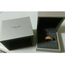 Chaumet Anneau Caviar Orange Sapphire 18K Yellow Gold Ring W/Case Size *Gmd338