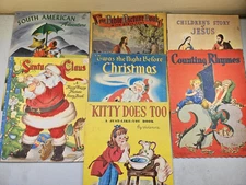 Vintage 1940 & 50's Coloring, Paint, Activity Books Lot of 7 - Linen