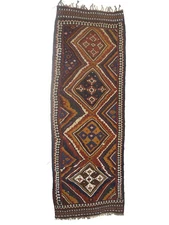 Wool Flat Weave Oriental Runner Rug Tribal Design Carpet 4'3 x 12'5 ft