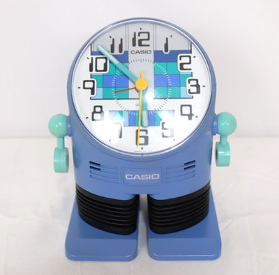 CASIO Quartz Robot Clock Japan AC-100 Rare Silver Clock Works - Partially Tested