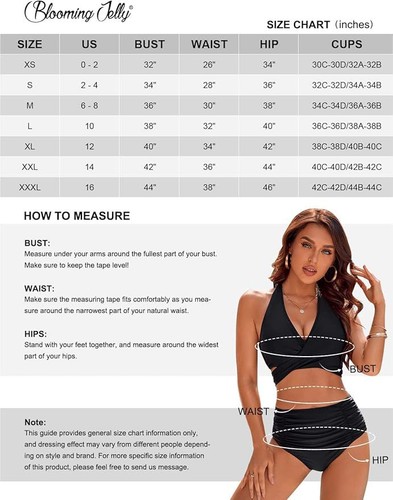 Mid belly swimsuit, moderate high waisted bikini set, cute neck hanging swimsuit - Picture 11 of 17