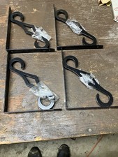 5 1/2 X 6 3/4” Decorative Shelf Brackets, Lot Of 4 Wall Mounted W/ Hdw Black