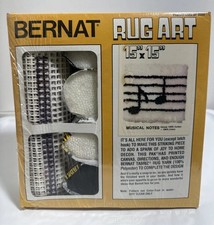 Vintage Bernat Rug Art Music Notes Latch Hook Kit Craft Set 1977
